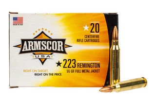 Armscor 223 ammunition features a 55 grain full metal jacket bullet